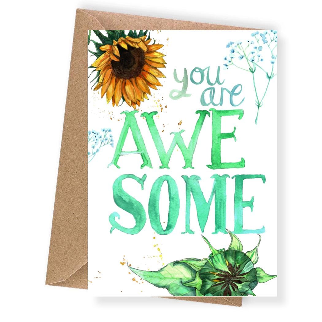 Sunflower Watercolour Greeting Card