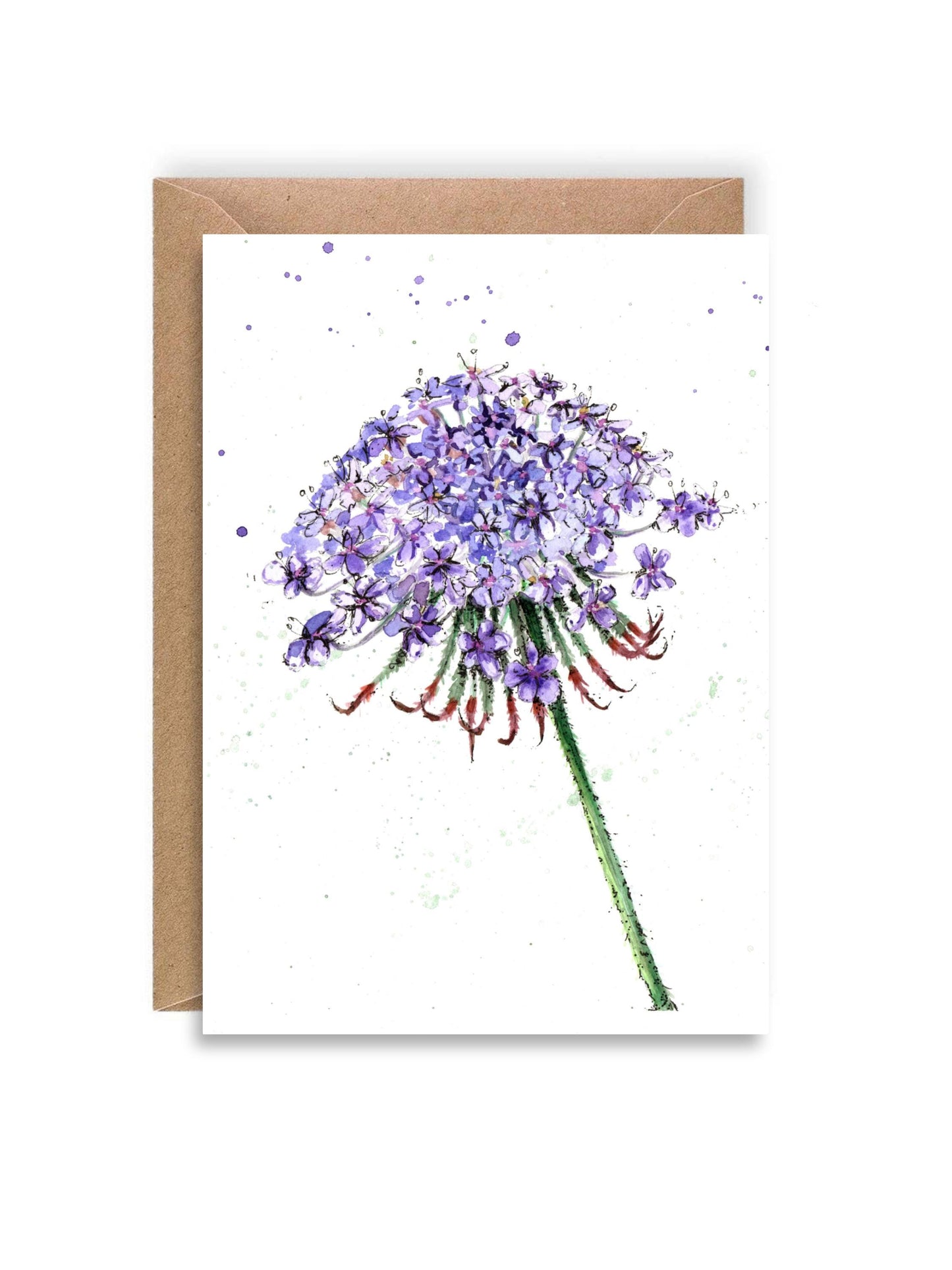 Didiscus 'Blue Lace' Flower watercolour card