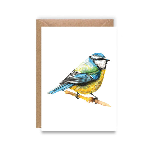 Blue Tit Garden bird Watercolour Card