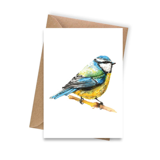 Blue Tit Garden bird Watercolour Card